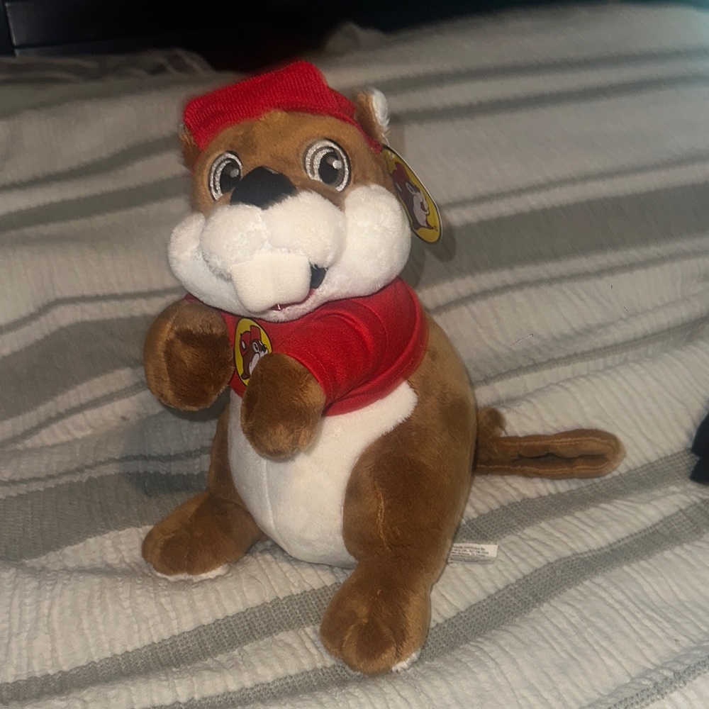 Brown and Red Stuffed Beaver Toy